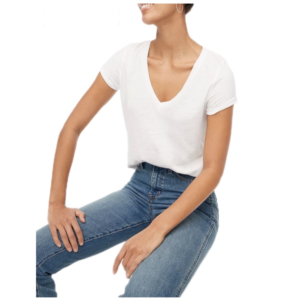 New J.Crew Vintage Slub Cotton V-neck Tee